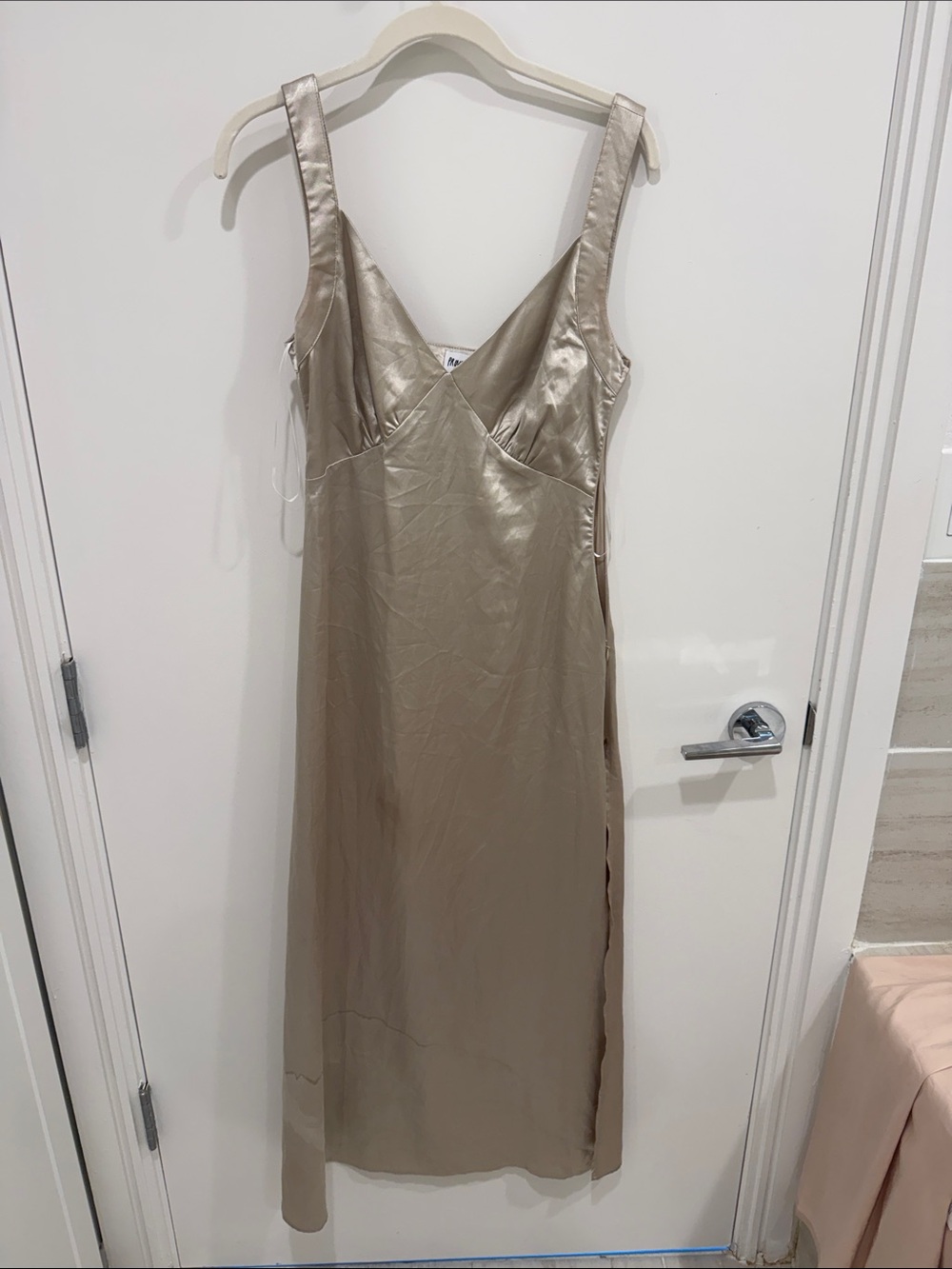 Princess Polly Satin Slip Dress in Champagne